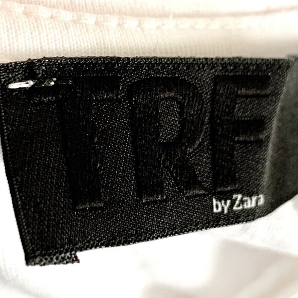 Zara TRF Short Sleeve Tee Top Women Small Embellished Neckline - Picture 6 of 7